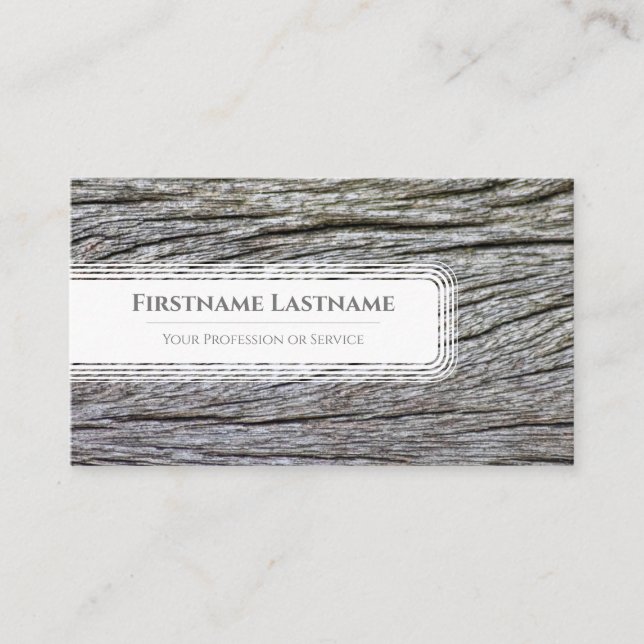 Elegant minimalistiskt vitt ramar på träkorn visitkort (Framsida)