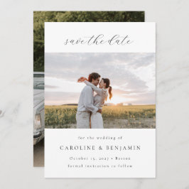 Elegant - minimalistiskt vitt skript Bröllop 2-fot Spara Datumet