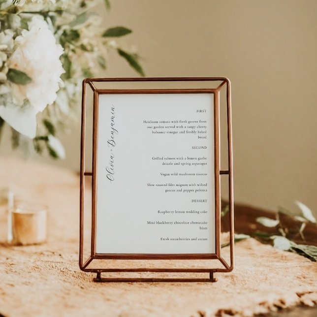 Elegant - minimalistiskt vitt skript Personligt br Meny (Skapare uppladdad)