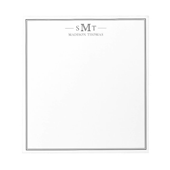 Elegant: Minimalistpris tre Brev monogram Anteckningsblock (Framsida)