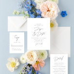 Elegant Minimalistskript, svart och vit Bröllop Inbjudningar<br><div class="desc">Helt anpassade,  den här helt enkelt snyggtens bröllopsinbjudan innehåller en minimalistisk estetik med en kombination av elegant typsnitt.</div>