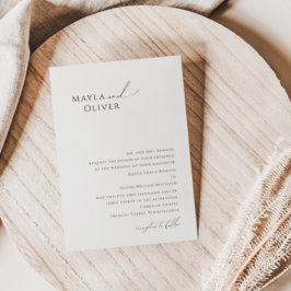 Elegant Minimalistskript traditionell Bröllop Invi Inbjudningar