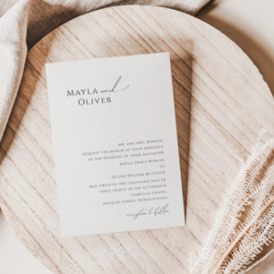 Elegant Minimalistskript traditionell Bröllop Invi Inbjudningar