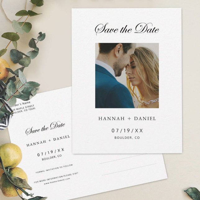 Elegant - minimalt foto Spara datum vykort (Skapare uppladdad)