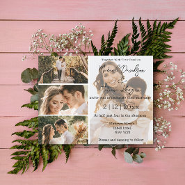 elegant - minimalt modernt 4-fotonamage bröllop inbjudningar