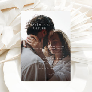 Elegant - minimalt skript - foto, traditionell Brö Inbjudningar