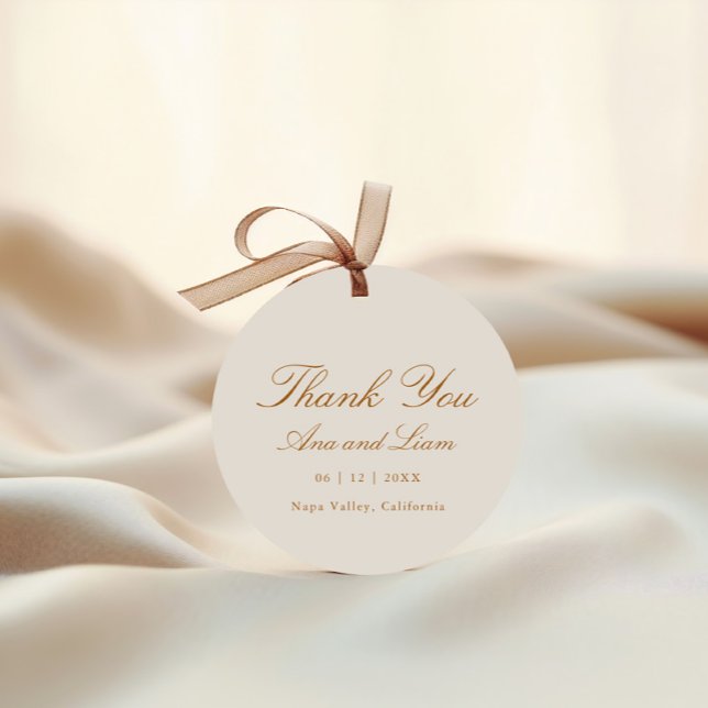 Elegant - minimalt skript Modern Tack Bröllop Gåvor Etiketter (Skapare uppladdad)