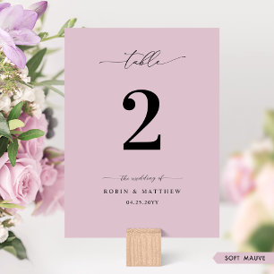 Elegant, minimalt Soft Mauve Bröllop Bordsnummer