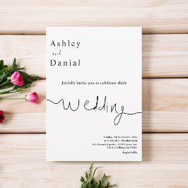 Elegant - minimalt svart och vitt, modern Bröllop Inbjudningar