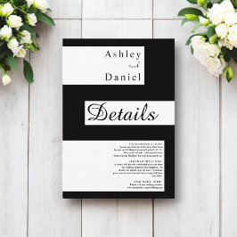 Elegant - minimalt svart och vitt, modern Bröllop Tilläggskort