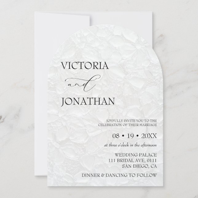 Elegant - minimalt svartvitt Bröllop Inbjudningar (Framsida)