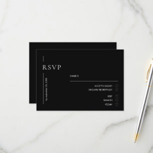 Elegant - minimalt svartvitt Bröllop OSA Kort