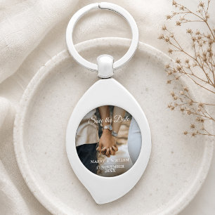Elegant Minimalt Trendig Spara datum Fotogåva Swirl Silverfärgad Nyckelring