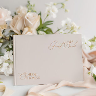 Elegant Minimlaist Pearl Färg Bröllop Guest Bok