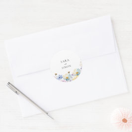 Elegant minimum Whimsical Wildblomma bröllop Runt Klistermärke