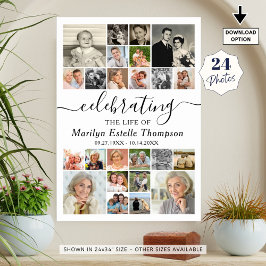 Elegant minnes 24 Foto som firar livet Poster