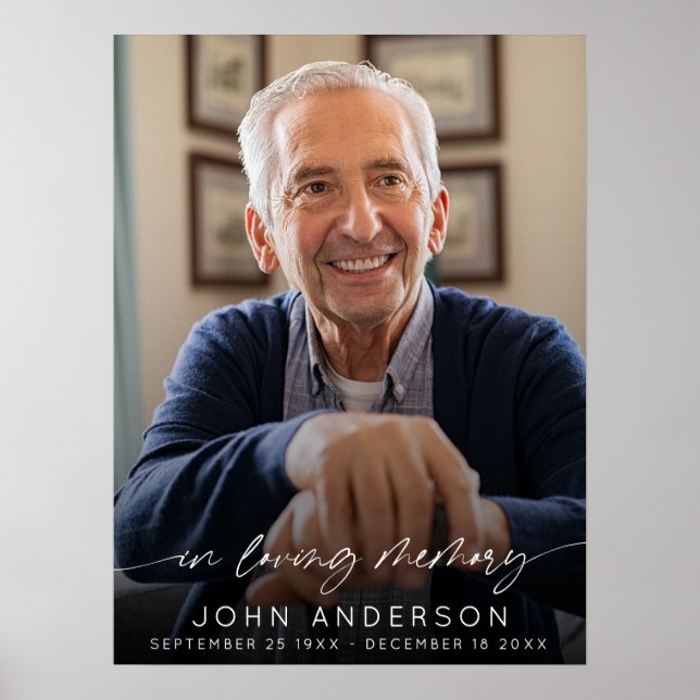 Elegant minnesanteckning Foto Begravning  Poster (Framsidan)