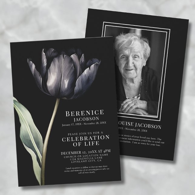 Elegant minnesfirande av livets firande begravning inbjudningar (Elegant Memorial Celebration Of Life Funeral Invitation)