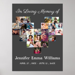 Elegant minnesfoto collage Begravning Sympati P Poster