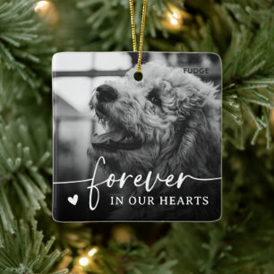 Elegant minnesgåva för husdjur hund foto  julgransprydnad keramik