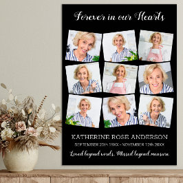 Elegant minnessak för begravning 9 fotografiers co poster