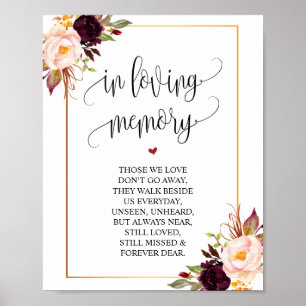 Elegant minnesvägg för avlidna minnesmärke poster