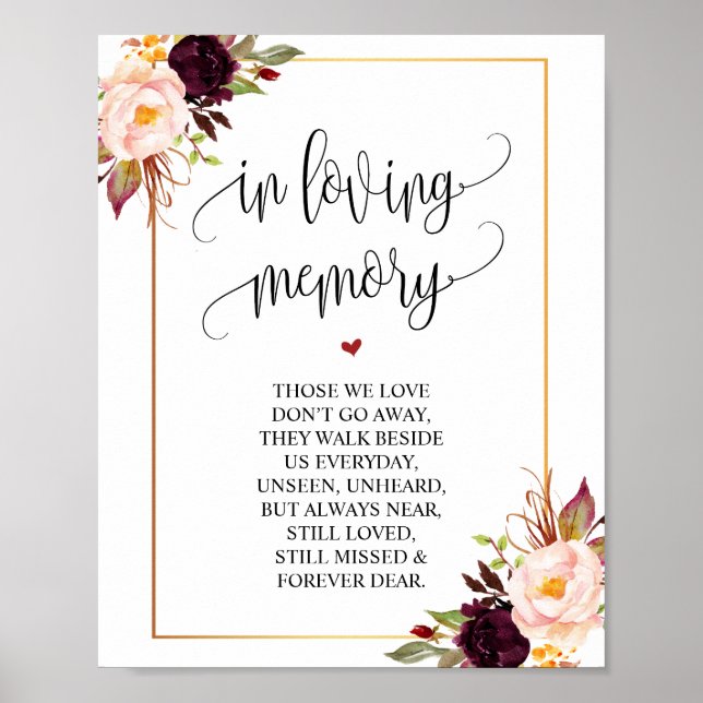 Elegant minnesvägg för avlidna minnesmärke poster (Framsidan)
