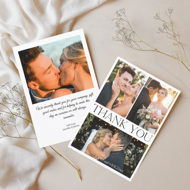 elegant: minst 4 foton bröllop kollage tack kort (Skapare uppladdad)