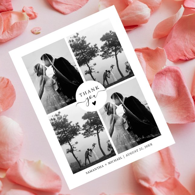 Elegant - minst fyra foto Bröllop Tack Vykort (Skapare uppladdad)