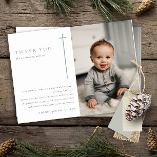 Elegant - minsta blåtypografi - foto-baptism tack kort