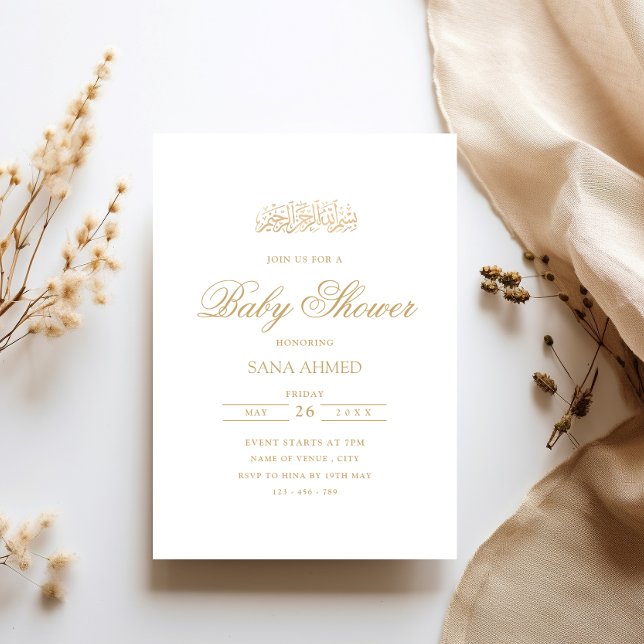 Elegant Minsta muslimska babyskor för Guld Party Inbjudningar (Skapare uppladdad)