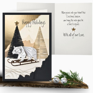 Elegant: Minsta Origami-Helgdag Bear Sled Forest Kort