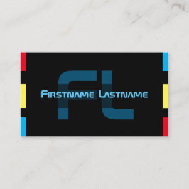 Elegant: minsta svarta blå gult monogram visitkort