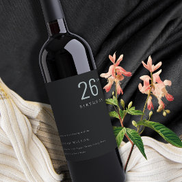 Elegant Minsta svarta, feta, oavsett ålder Vinflaska Etikett