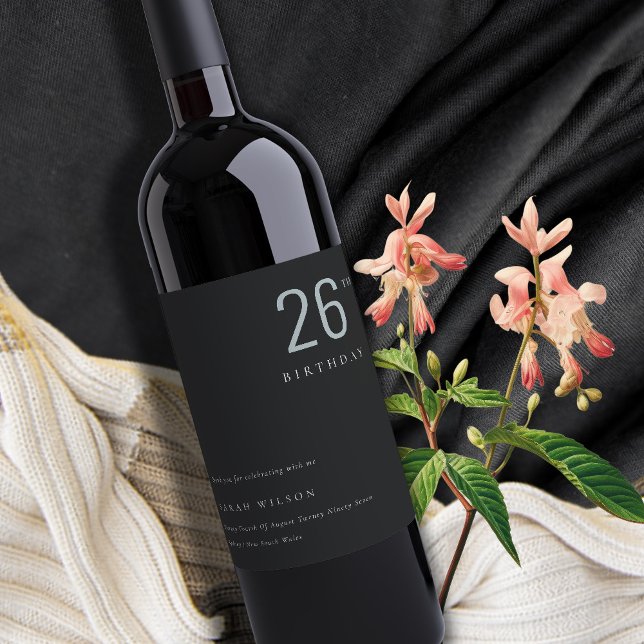 Elegant Minsta svarta, feta, oavsett ålder Vinflaska Etikett (Skapare uppladdad)