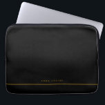 Elegant Minsta Svarta Guldet Namn Laptop Fodral<br><div class="desc">Den här personligen svarta laptop sleeve med ditt namn i guldbrun på svart bakgrund är modern och elegant. Allt färg kan ändras om du vill.</div>