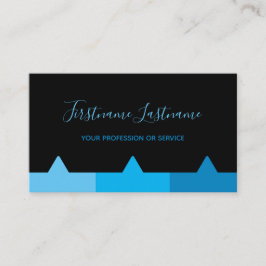 Elegant minsta svarta och indigoblå monogram buss visitkort