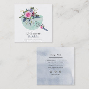 Elegant Mint Blommigt Bröllop Cake Makers Bakery Fyrkantigt Visitkort