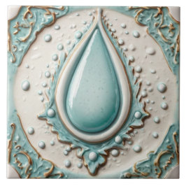 Elegant Mint Blue & White Vatten Droplet Bathroom Kakelplatta