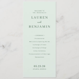 Elegant Mint Bröllopsprogram Program