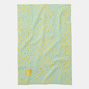 Elegant mint falskt guld glitter gepard tryck mono kökshandduk