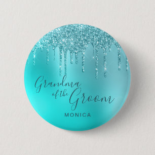 Elegant mint glitter droppar mormor i groomen knapp