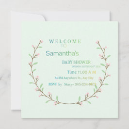 Elegant Mint Green Botanical Baby Shower Inbjudningar