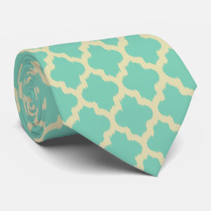 Elegant Mint-Grönt & Beige Quatrefoil Mönster Slips
