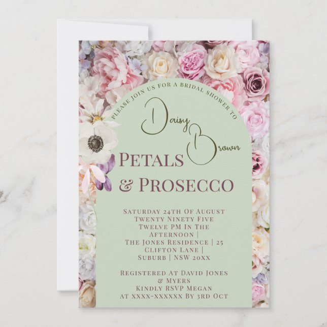 Elegant Mint Grönt Blommigt Arch Summer Möhippa Sh Inbjudningar (Framsida)