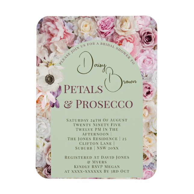 Elegant Mint Grönt Blommigt Arch Summer Möhippa Sh Magnet (Vertikal)