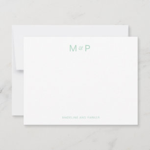 Elegant Mint Grönt Contemporary par Monogram Anteckningskort