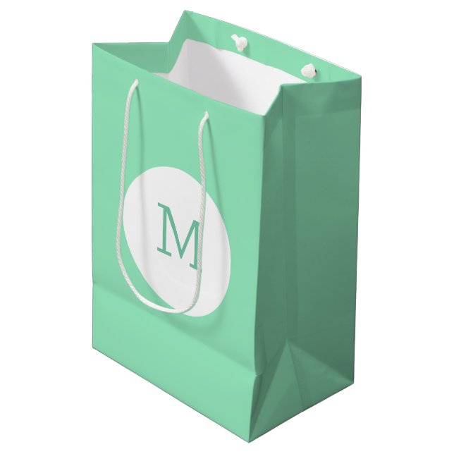 Elegant Mint Grönt Färg Monogram-mall Modern (Framsidan Vinklad)