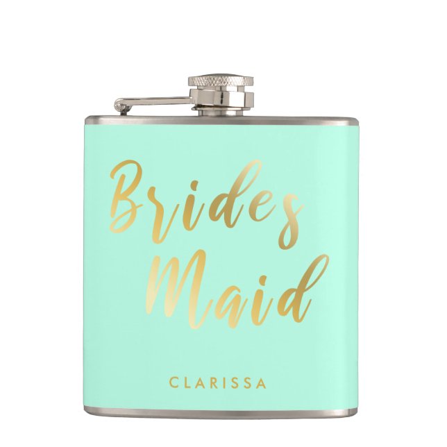 Elegant mint grönt & guld bridesmaid fickplunta (Framsidan)