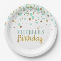 Elegant Mint Grönt Guld Confetti Girl Birthday